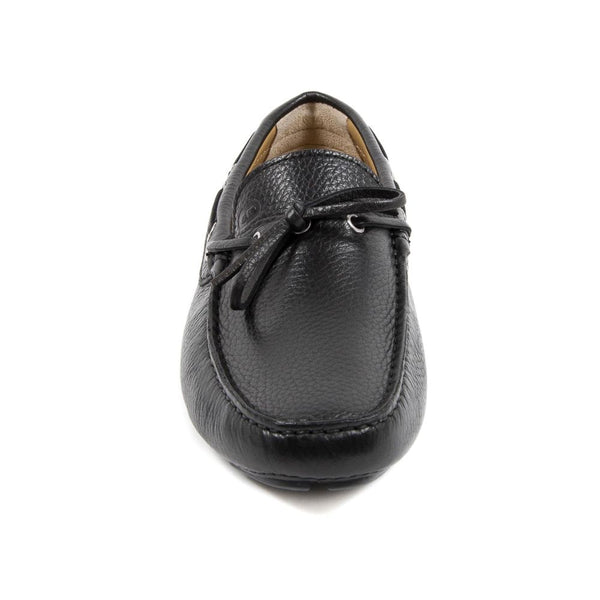Schwarze Leder-Slipper