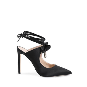 Schwarze Satin-Mules
