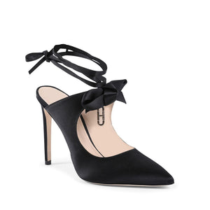 Schwarze Satin-Mules