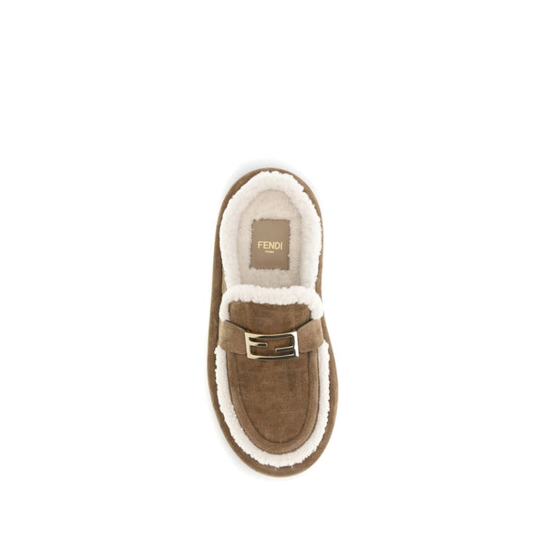 Beigefarbene Leder-Mules