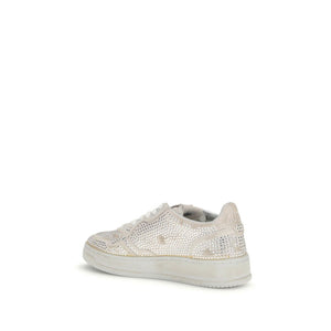 Weiße Gummisohle Sneakers mit niedrigem Schaft