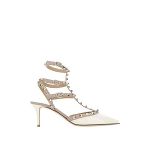 Zweifarbige Leder-Plateau-Pumps
