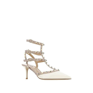 Zweifarbige Leder-Plateau-Pumps
