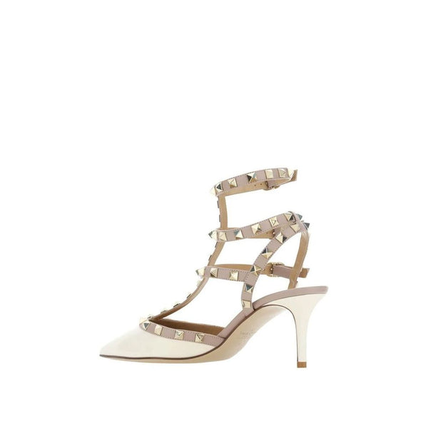 Zweifarbige Leder-Plateau-Pumps