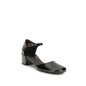 Schwarze Gummipumps mit Mittelabsatz