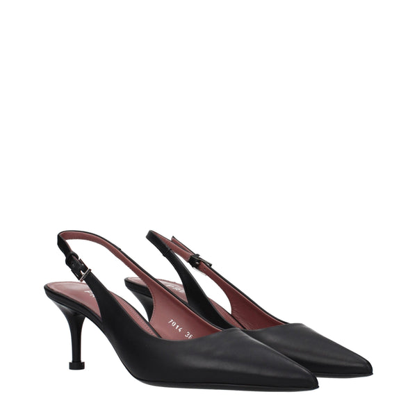 Schwarze Leder-Plateau-Pumps