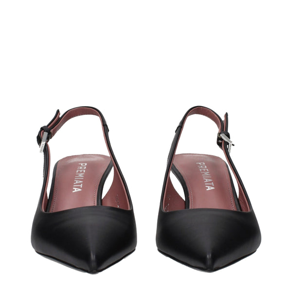 Schwarze Leder-Plateau-Pumps