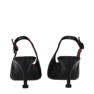 Schwarze Leder-Plateau-Pumps