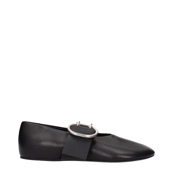Schwarze Leder-Ballerinas