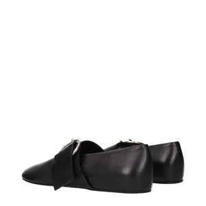 Schwarze Leder-Ballerinas