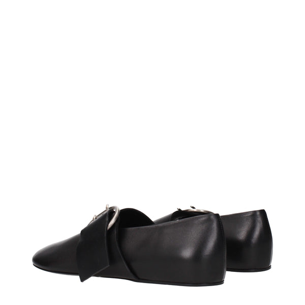 Schwarze Leder-Ballerinas