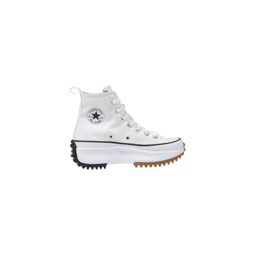 Weiße Stoff-Sneaker mit dicker Sohle