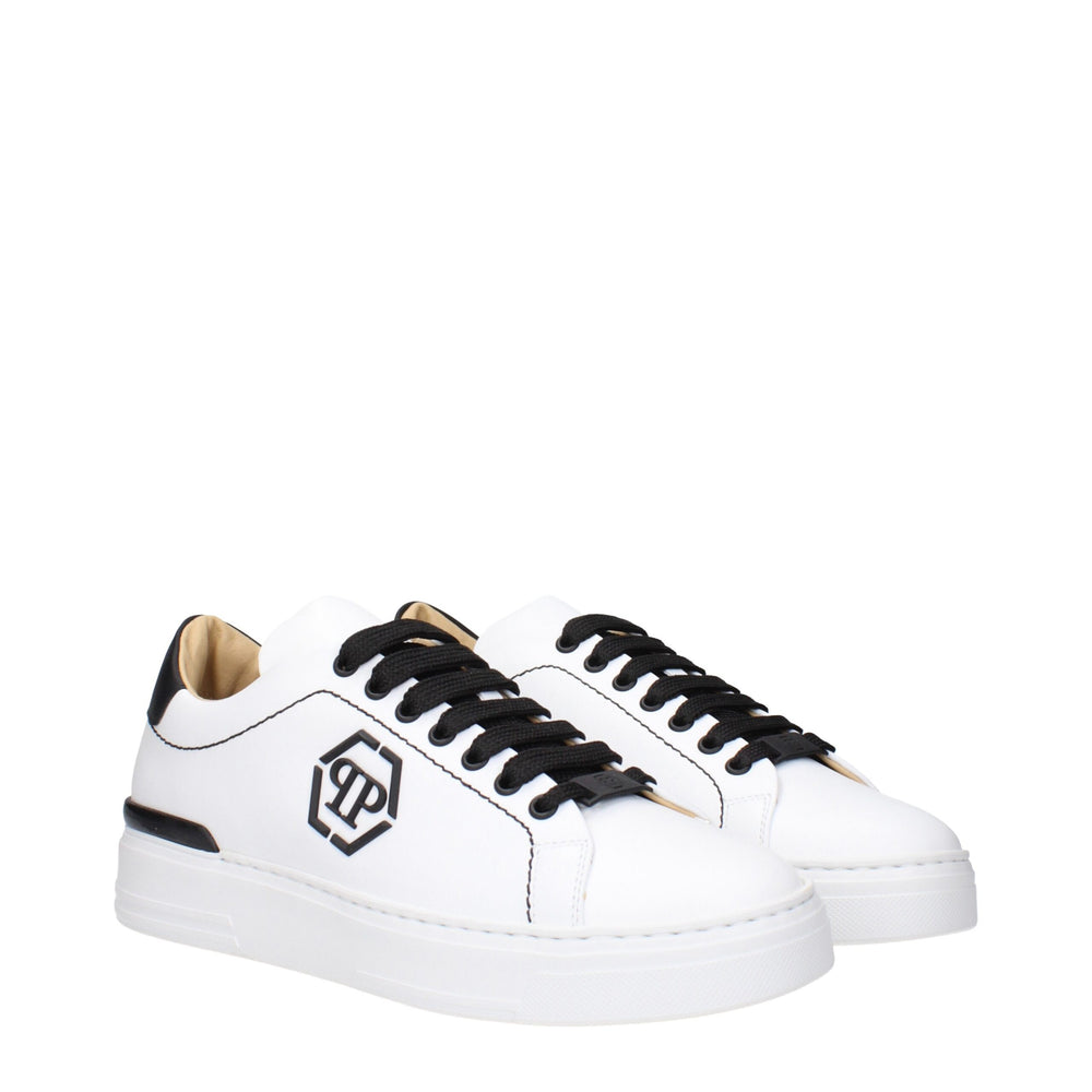 Weiße Leder-Sneaker mit niedrigem Schaft