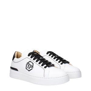 Weiße Leder-Sneaker mit niedrigem Schaft