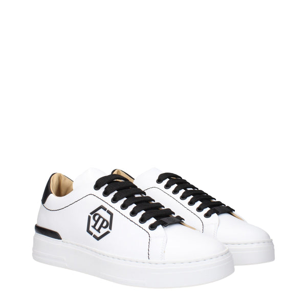 Weiße Leder-Sneaker mit niedrigem Schaft