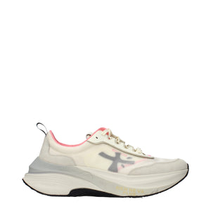 Beigefarbene Stoff-Sneaker mit dicker Sohle