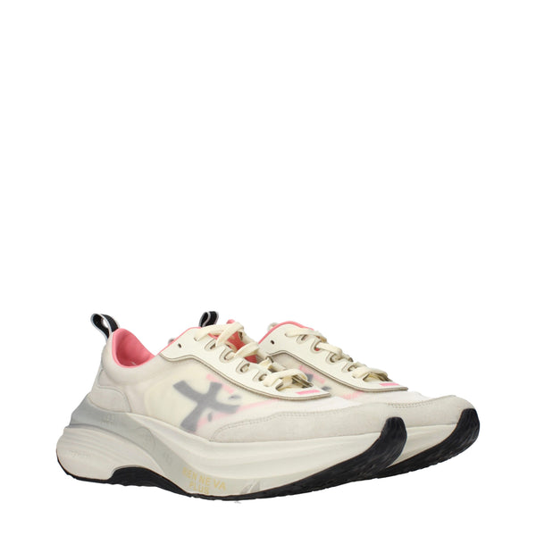 Beigefarbene Stoff-Sneaker mit dicker Sohle