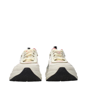 Beigefarbene Stoff-Sneaker mit dicker Sohle