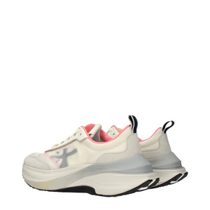 Beigefarbene Stoff-Sneaker mit dicker Sohle
