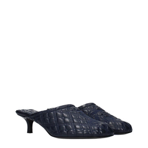 Blaue Leder-Hausschuhe