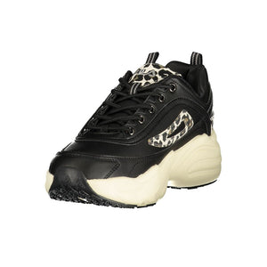 Schwarzer Polyester-Damen-Sneaker