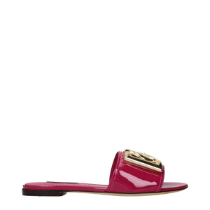 Fuchsiafarbene Leder-Pantoffeln