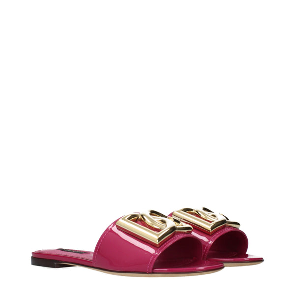 Fuchsiafarbene Leder-Pantoffeln