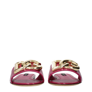 Fuchsiafarbene Leder-Pantoffeln