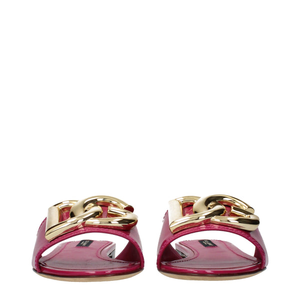 Fuchsiafarbene Leder-Pantoffeln