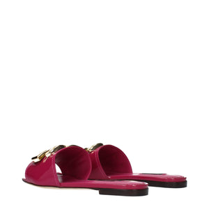 Fuchsiafarbene Leder-Pantoffeln
