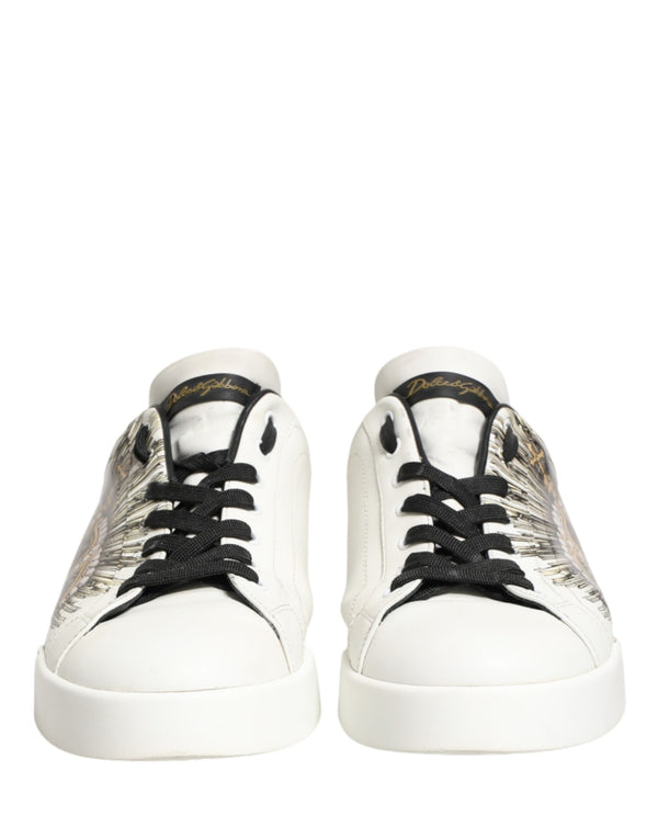 Weiße und Schwarze Sneakers mit Krone für Herren