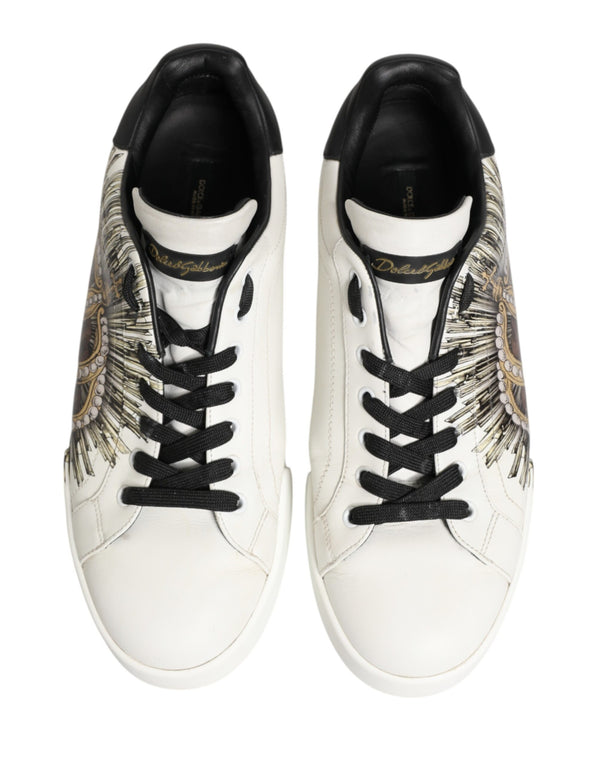 Weiße und Schwarze Sneakers mit Krone für Herren