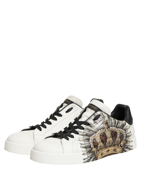 Weiße und Schwarze Sneakers mit Krone für Herren