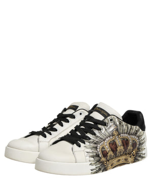 Weiße und Schwarze Sneakers mit Krone für Herren