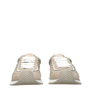 Beigefarbene Stoff-Sneaker mit niedrigem Schaft
