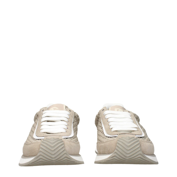 Beigefarbene Stoff-Sneaker mit niedrigem Schaft
