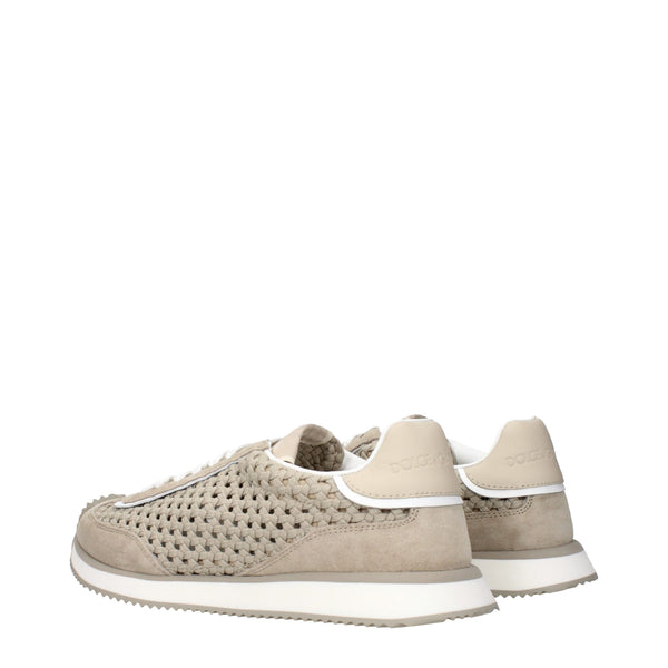Beigefarbene Stoff-Sneaker mit niedrigem Schaft