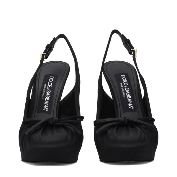 Schwarze Satin-Pumps