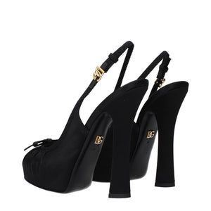 Schwarze Satin-Pumps