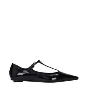 Schwarze Leder-Ballerinas