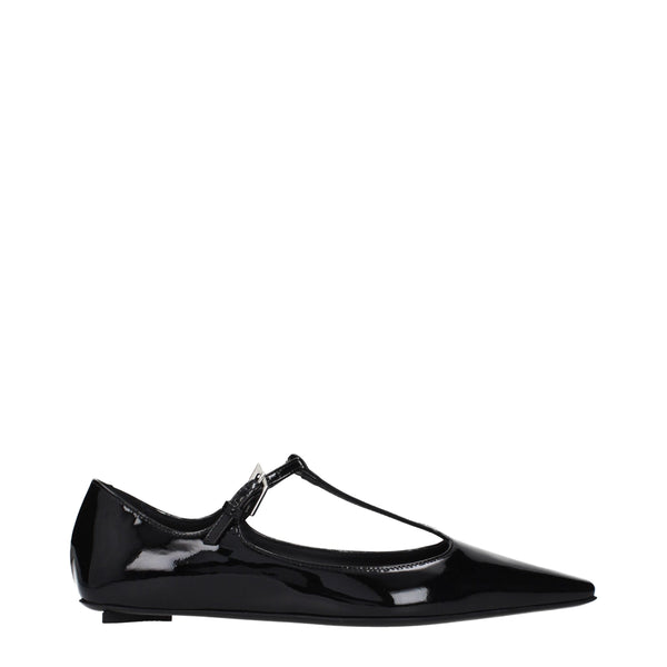 Schwarze Leder-Ballerinas