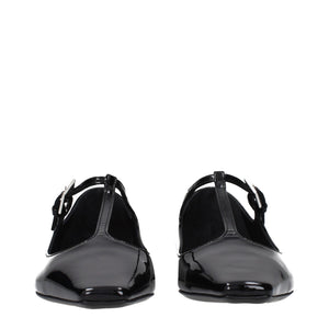 Schwarze Leder-Ballerinas