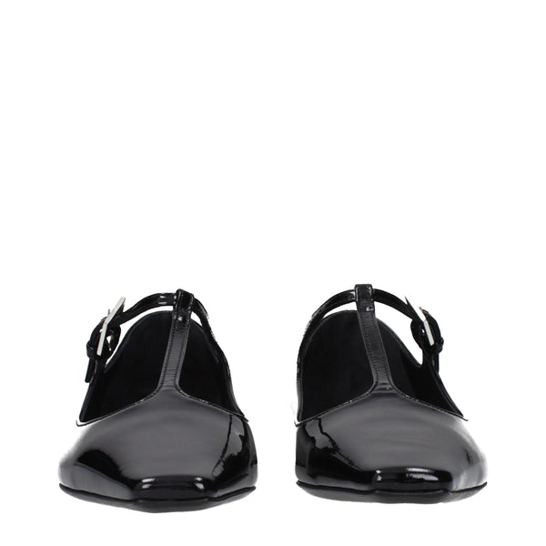 Schwarze Leder-Ballerinas