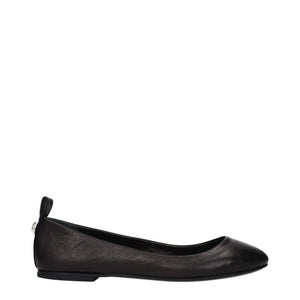 Schwarze Leder-Ballerinas