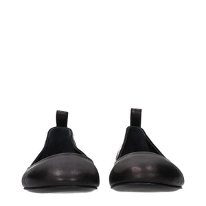 Schwarze Leder-Ballerinas