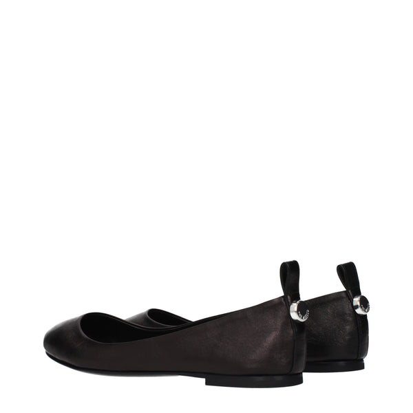 Schwarze Leder-Ballerinas