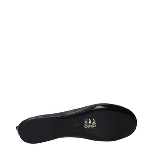 Schwarze Leder-Ballerinas