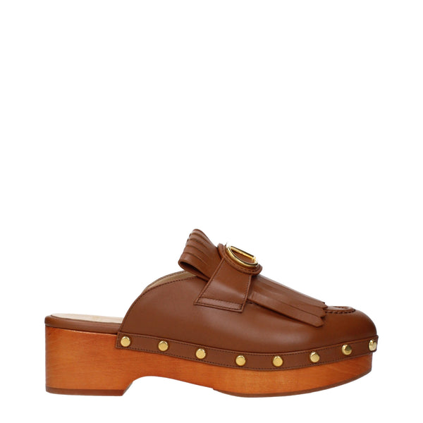 Braune Leder-Hausschuhe