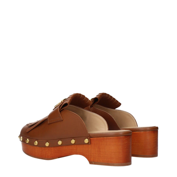 Braune Leder-Hausschuhe