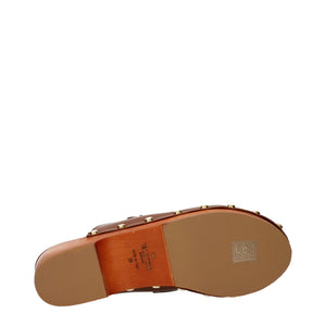 Braune Leder-Hausschuhe